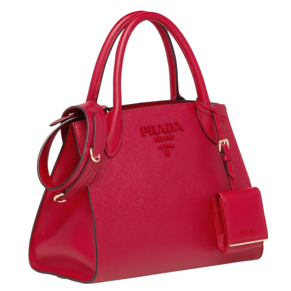 Prada Monochrome Bag In Red Saffiano Leather IAMBS242105 Outlet Sales